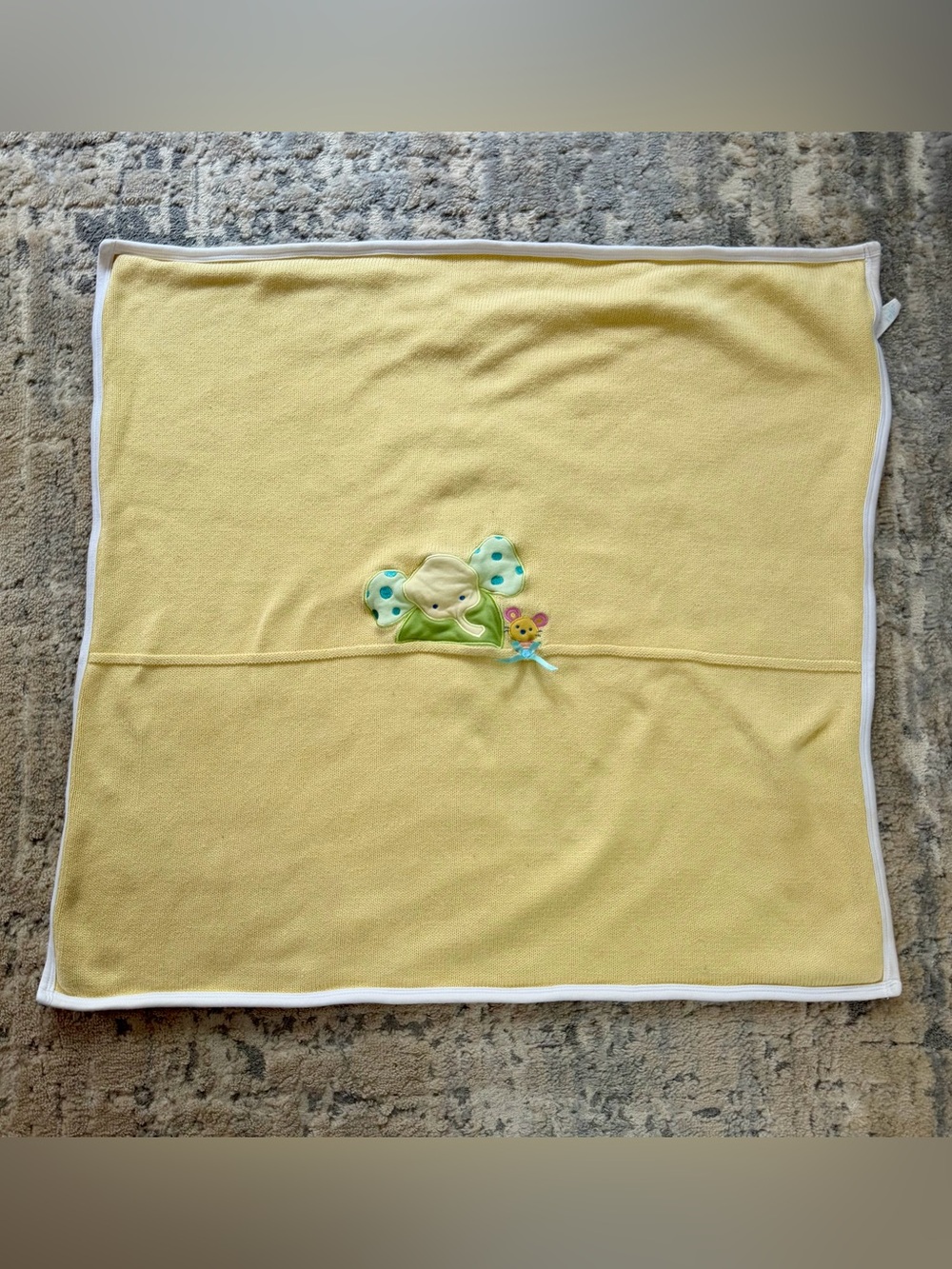 Carter’s Yellow Sweater/Knit Elephant Mouse Baby Blanket Y2K